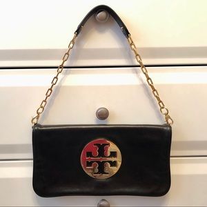 Authentic Tory Burch Clutch Black & Gold Hardware